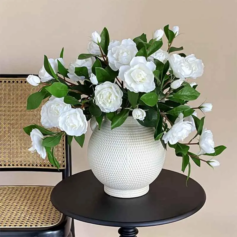 

Simulated Flowers Gardenia Leaves Advanced Dining Table Living Bedroom Home Decor Hand Bouquets Fake Flowers Photography Props