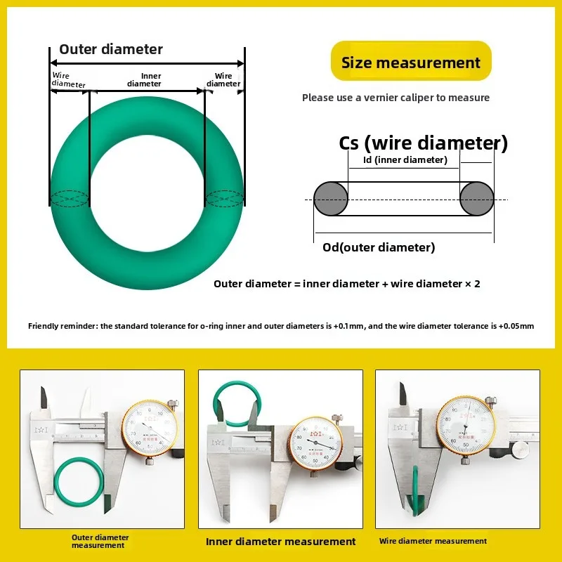 Fluorocarbon O-ring high-temperature resistant sealing rings with wire diameters of 1/1.2/1.5/1.9/2.4/3.1/3.5/4/5mm