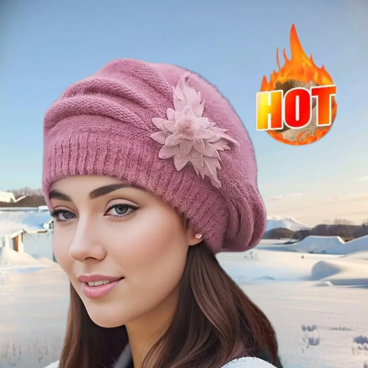 

Middle-Aged women Winter Hat Knitted Rabbit Fur Caps Ear Protection Autumn Winter Plush Thickened Warm Hat All-Match Caps