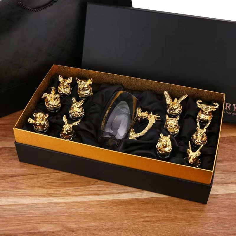 

Chinese Zodiac Cup Household Wine Dispenser Glass Creative Vintage Wine Set For Bar