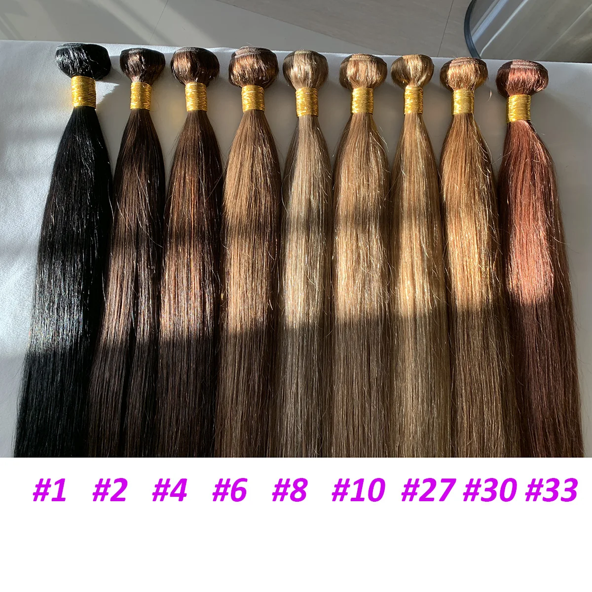 Bundles de tissage de cheveux humains droits personnalisés, extension de cheveux, tissage de cheveux humains Remy, 10A, #6, #8, #10, vente en gros