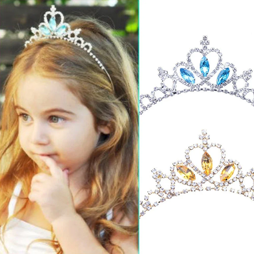 Kids Rhinestone Tiara Princess Headband for Girls Birthday Accessories Bridal Crystal Crown Tiara Wedding Hair Jewelry