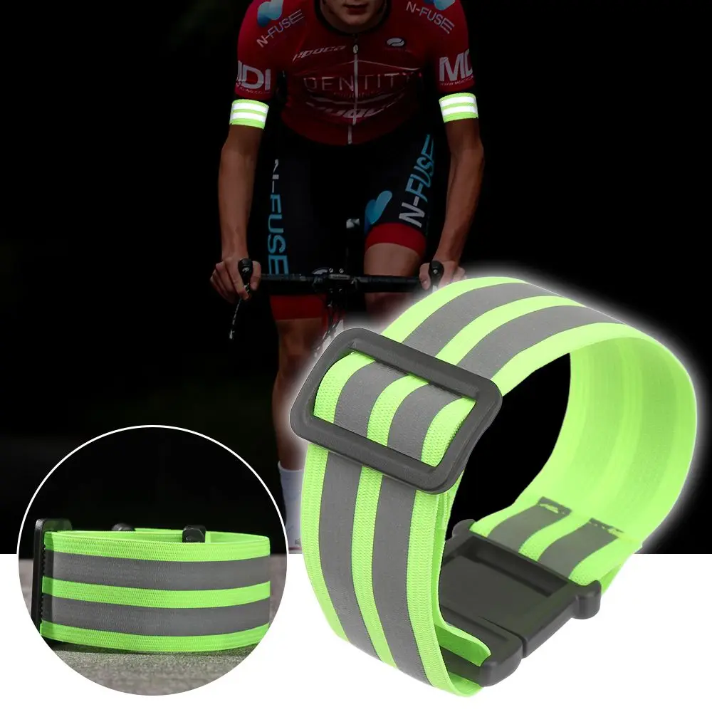 4cm Cycling Reflective Strips Warning Armband Reflector Wristband Bicycle Bind Strap Pants Hand Leg Sport Tape Bike Safety Alert