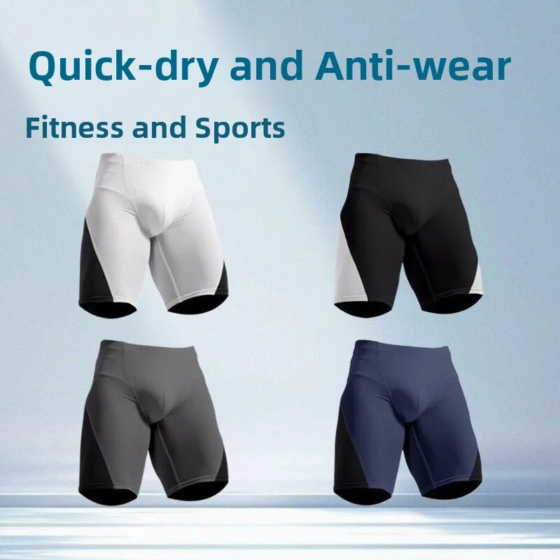Men's Athletic Compression Shorts Polyester Spandex Piece mid Waist Yoga Fitness Sports Wear Short Length Pants