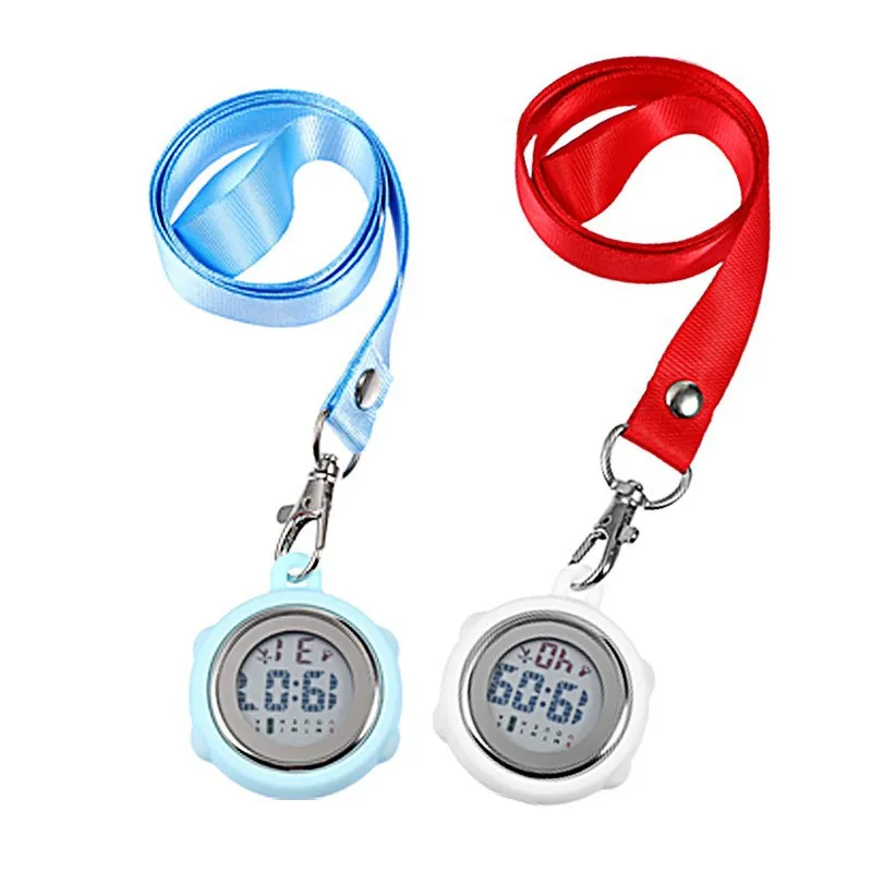 ポータブル電子ナース懐中時計発光デジタルディスプレイカラーロープネックチェストウォッチ医療従事者のための医療時計