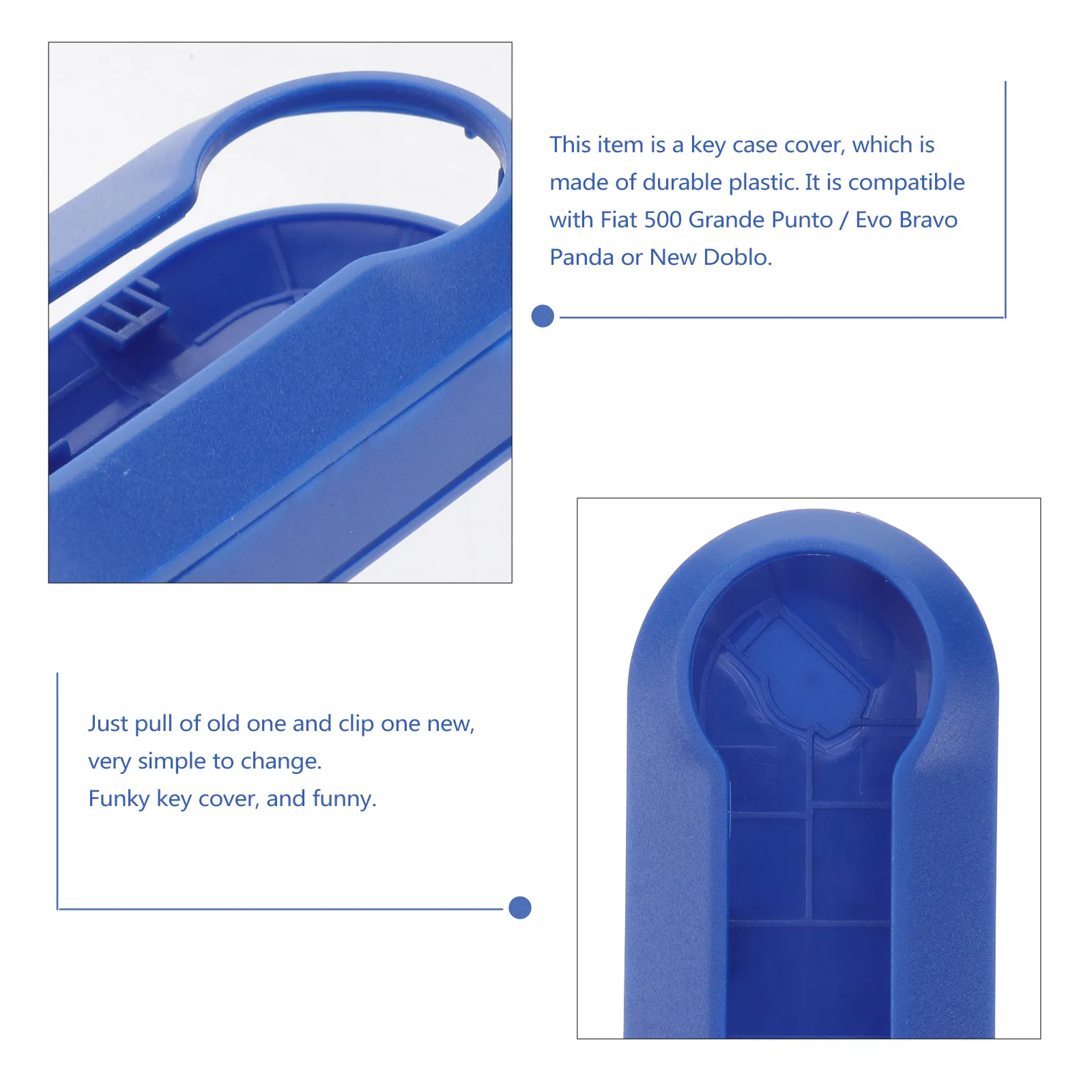 

Key Cover Shell For Panda Blue Durable Plastic Replacement Install Front Back Compatible With Grande