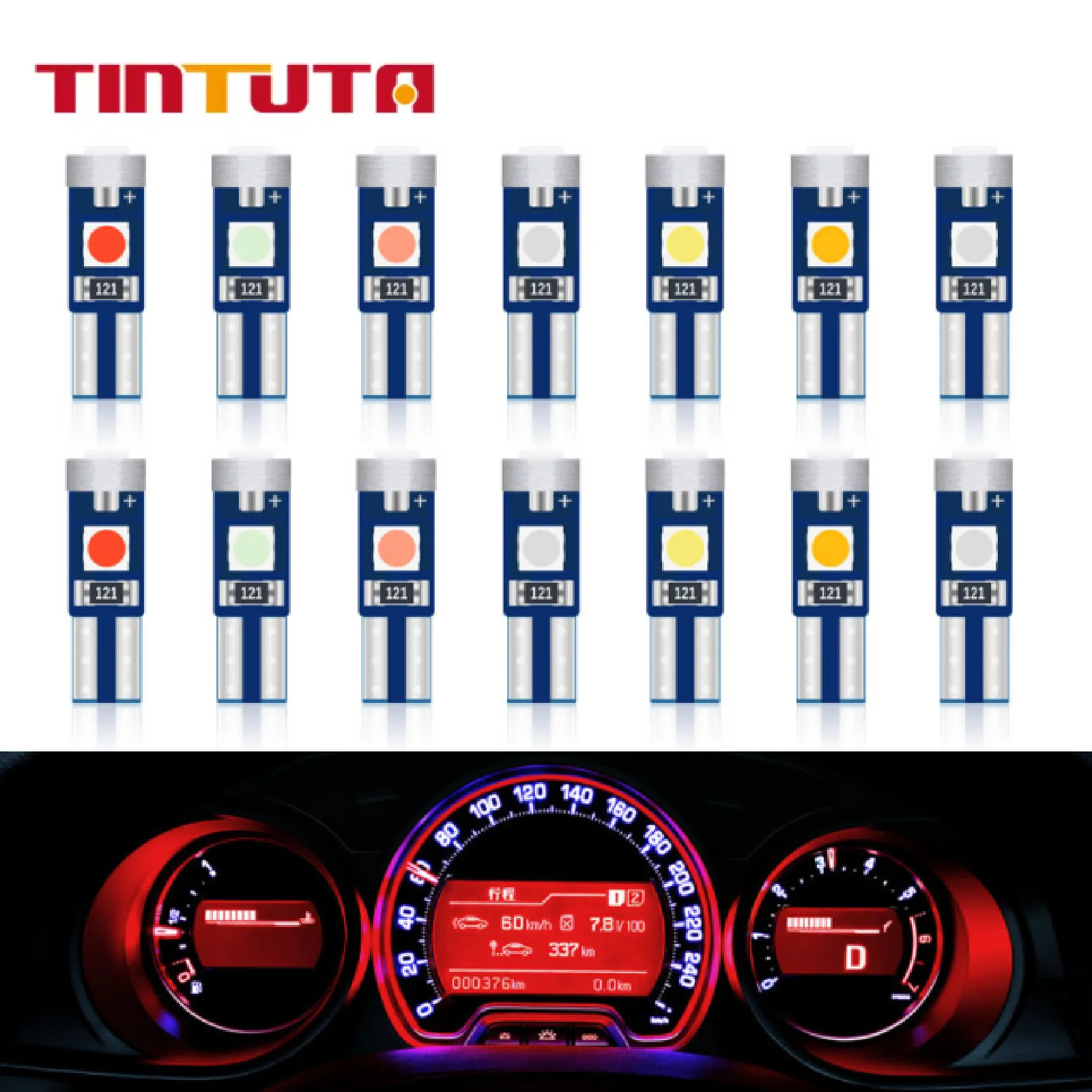 

20/50/100pcs T5 W3W LED Bulb Car Interior Light Dashboard Warming Indicator Wedge Auto Instrument Lamp Canbus 3SMD 3030 Chip 12V