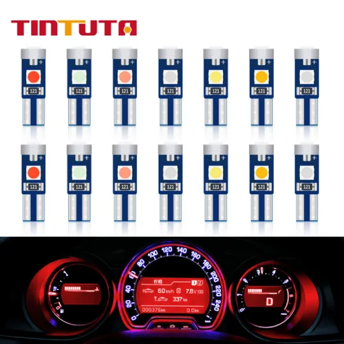 20/50/100 Uds T5 W3W bombilla LED luz Interior del coche tablero indicador de calentamiento cuña lámpara de instrumento automático Canbus 3SMD 3030 Chip 12V