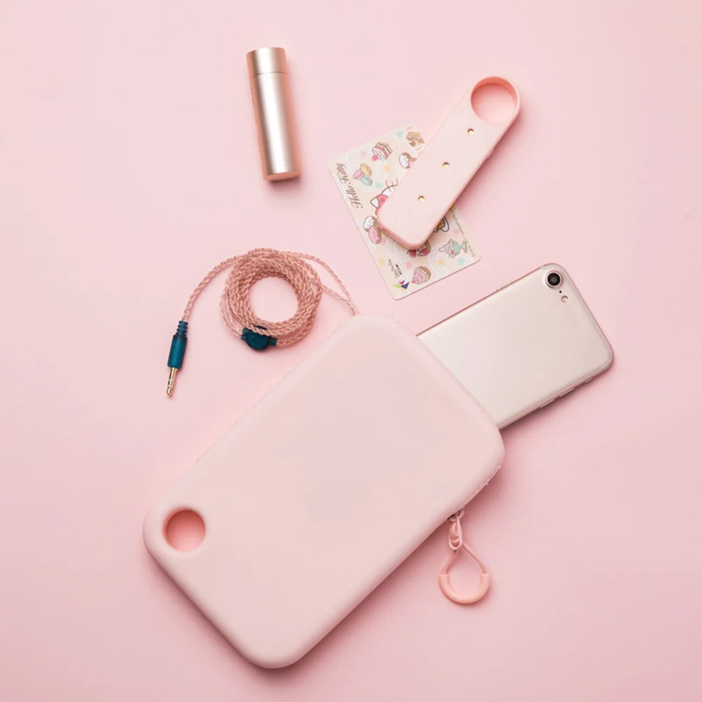 

Silicone Coin Purse Size S Pink Premium Waterproof Minimalist Change Purse Outdoor Storage Zippered Small Wallet for Women Men