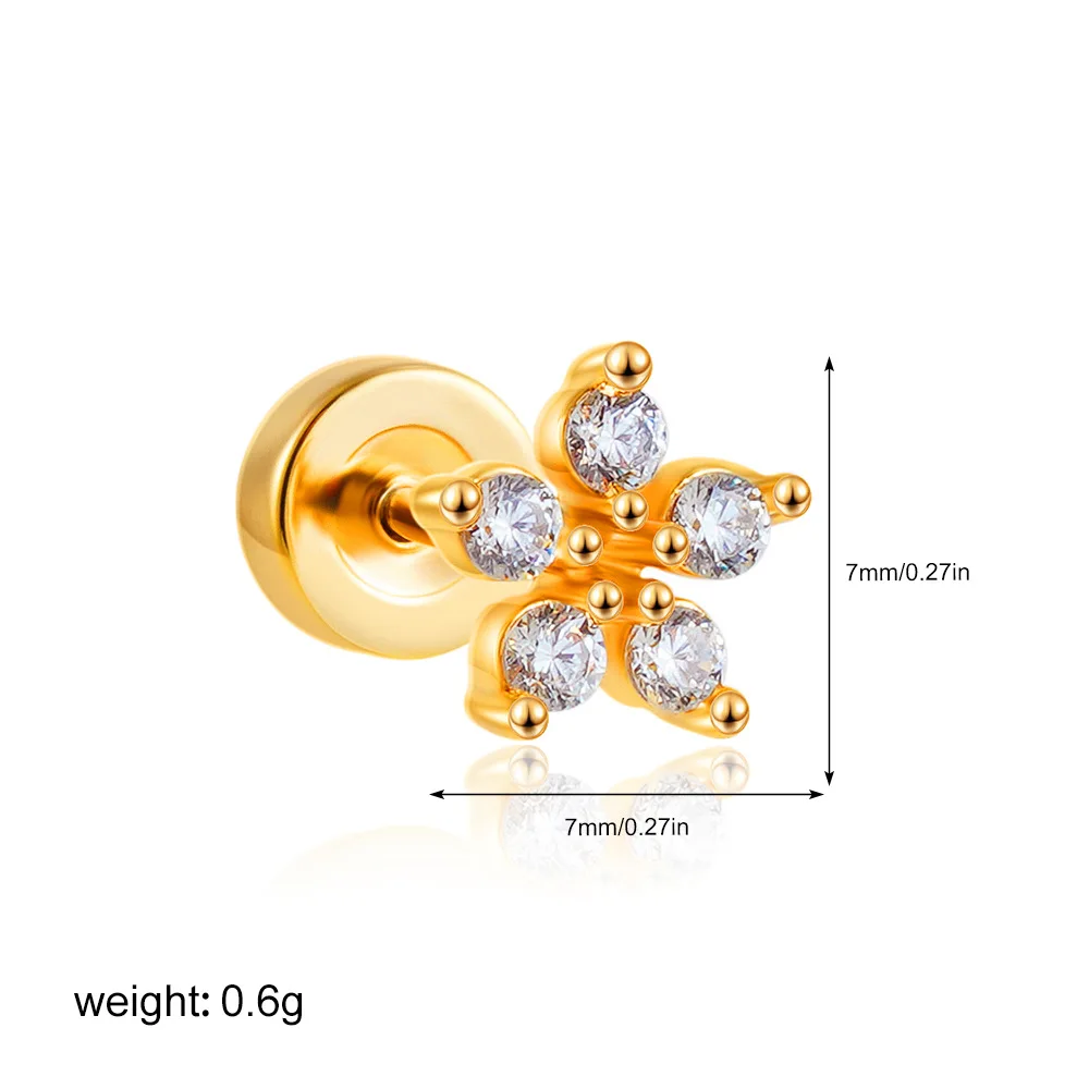 1PC Chirurgische Edelstahl Ohrringe für Frauen Zierliche Ohrringe mit flacher Rückseite Ohrstecker 20G CZ Knorpel Helix Tragus Conch Lobe Piercing – Detail 15