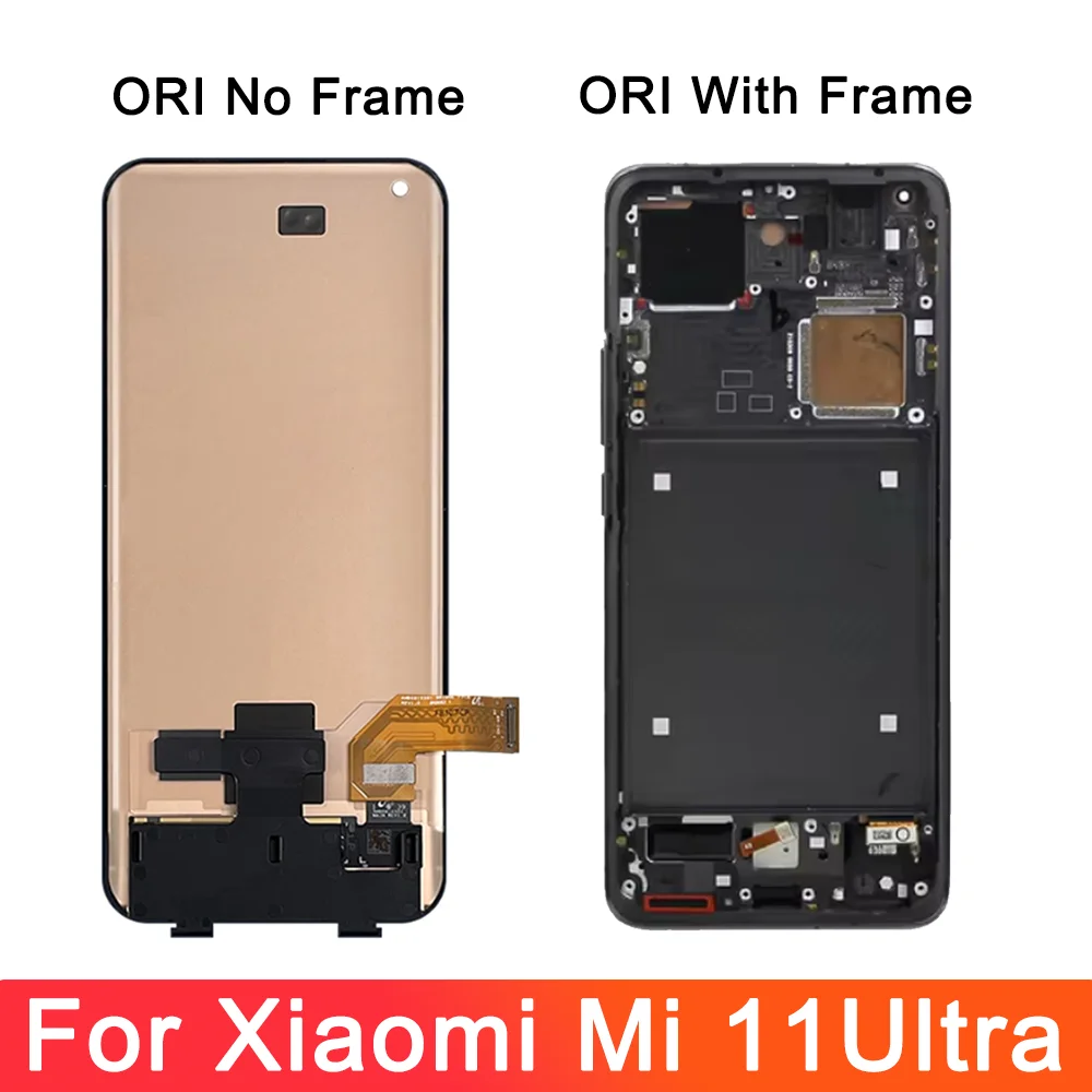 For AMOLED Display For Xiaomi Mi 11Ultra Mi 11 Pro LCD Touch Screen Assembly For Xiaomi Mi 11 Ultra M2102K1G with Frame