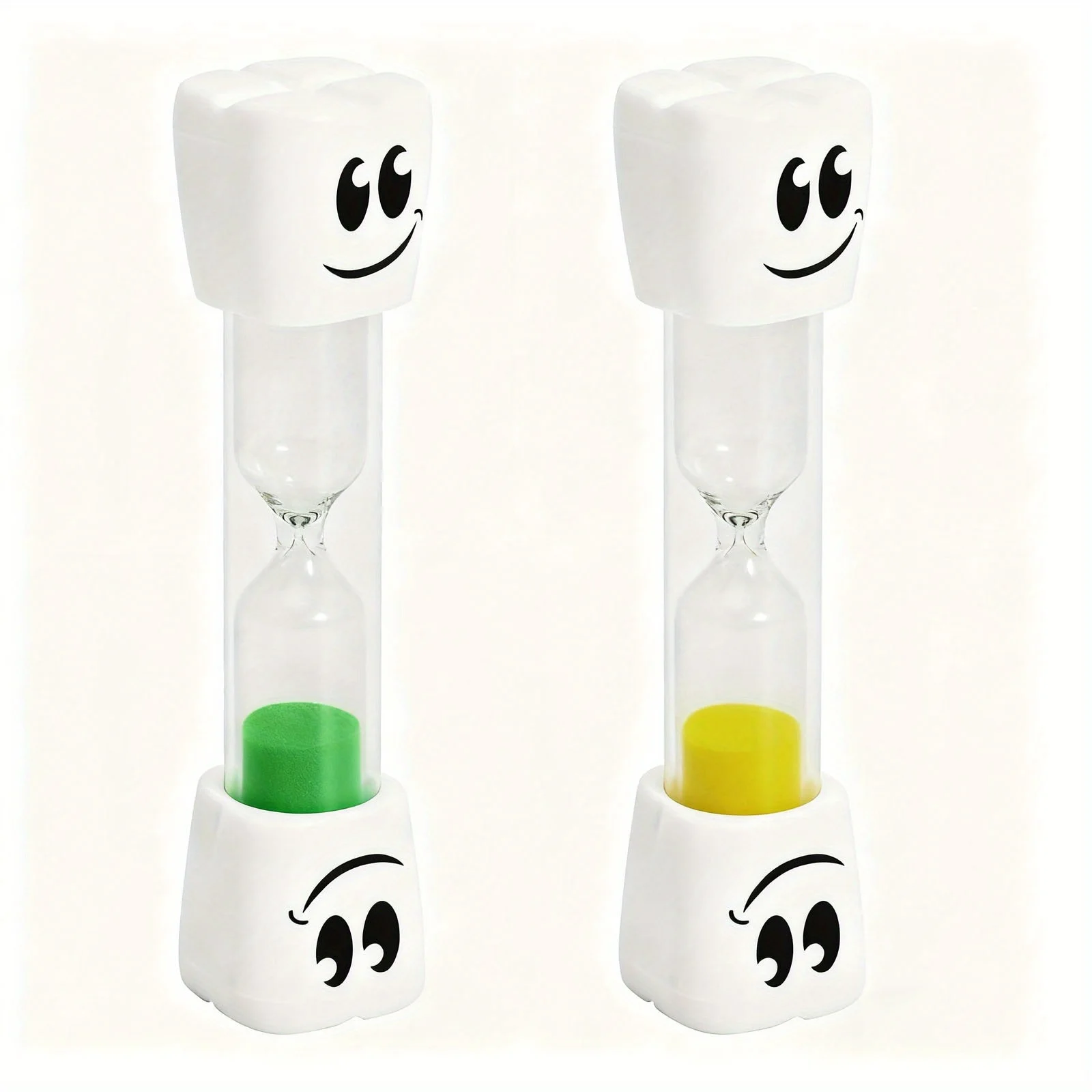 2 Smile 2-minute Hourglass Timers - Happy Face Hourglass Timer, Concentration Assistance Timer