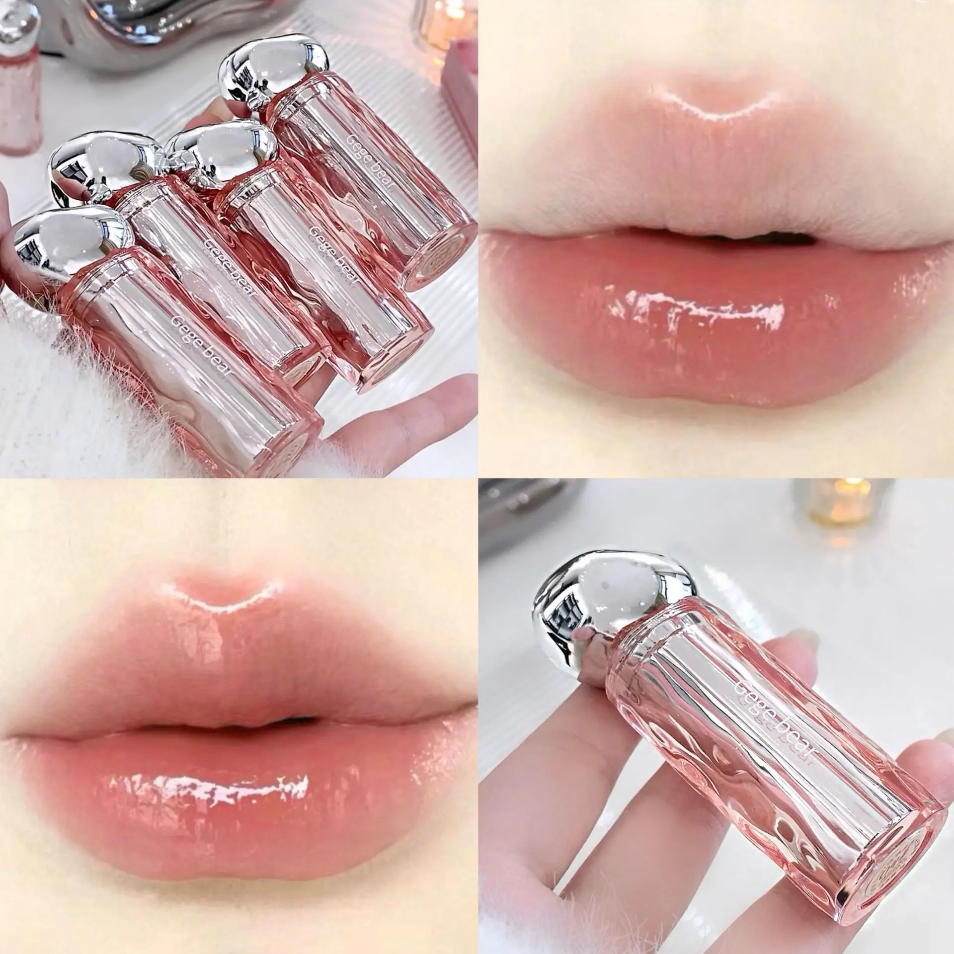 Gloss labial geleia espelho, batom líquido de baixa saturação, hidratante lábios plumping, transparente, não-pegajoso, água-luz