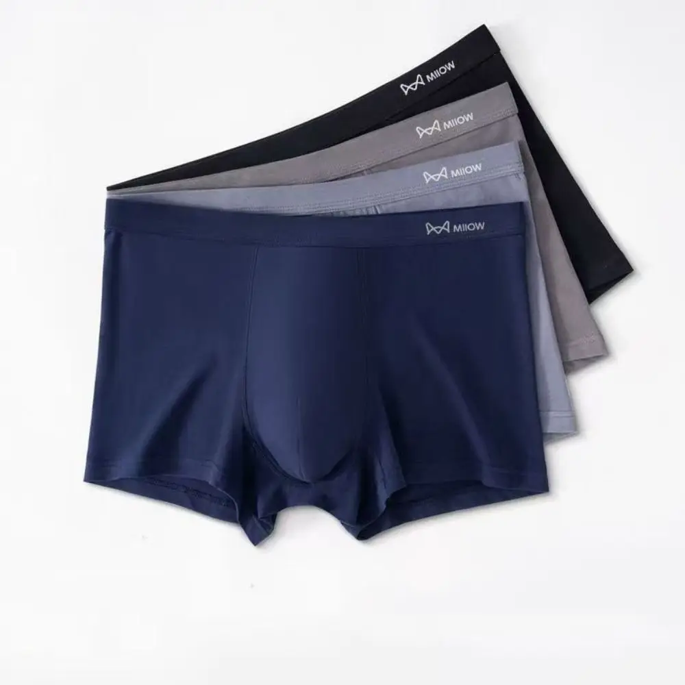 

4Pcs Breathable Modal Men's Flat Panties Mid Waist Large Size Sporty Boxers Shorts Underpants Seamless Men's Underwear Male Boys