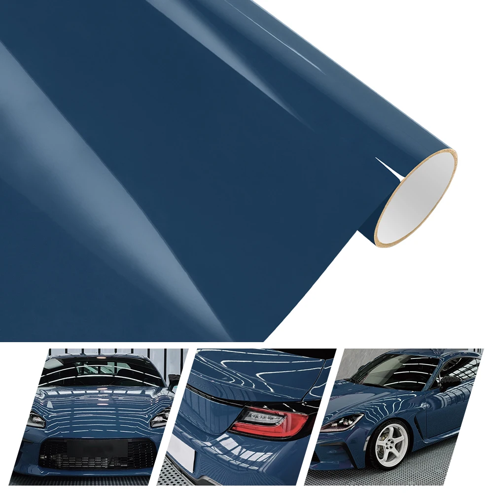 Platinum Neptune Blue Glossy Vinyl Wrap Film Bright Color Sticker Car Motorcycles Styling Decals Decoration Stickers Accessiries