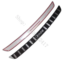 For Peugeot 2008 2014 2015 2016~2019 stainless Trunk Trim Rear Bumper Protector Door Sill Cover Auto car Sticker Accessories