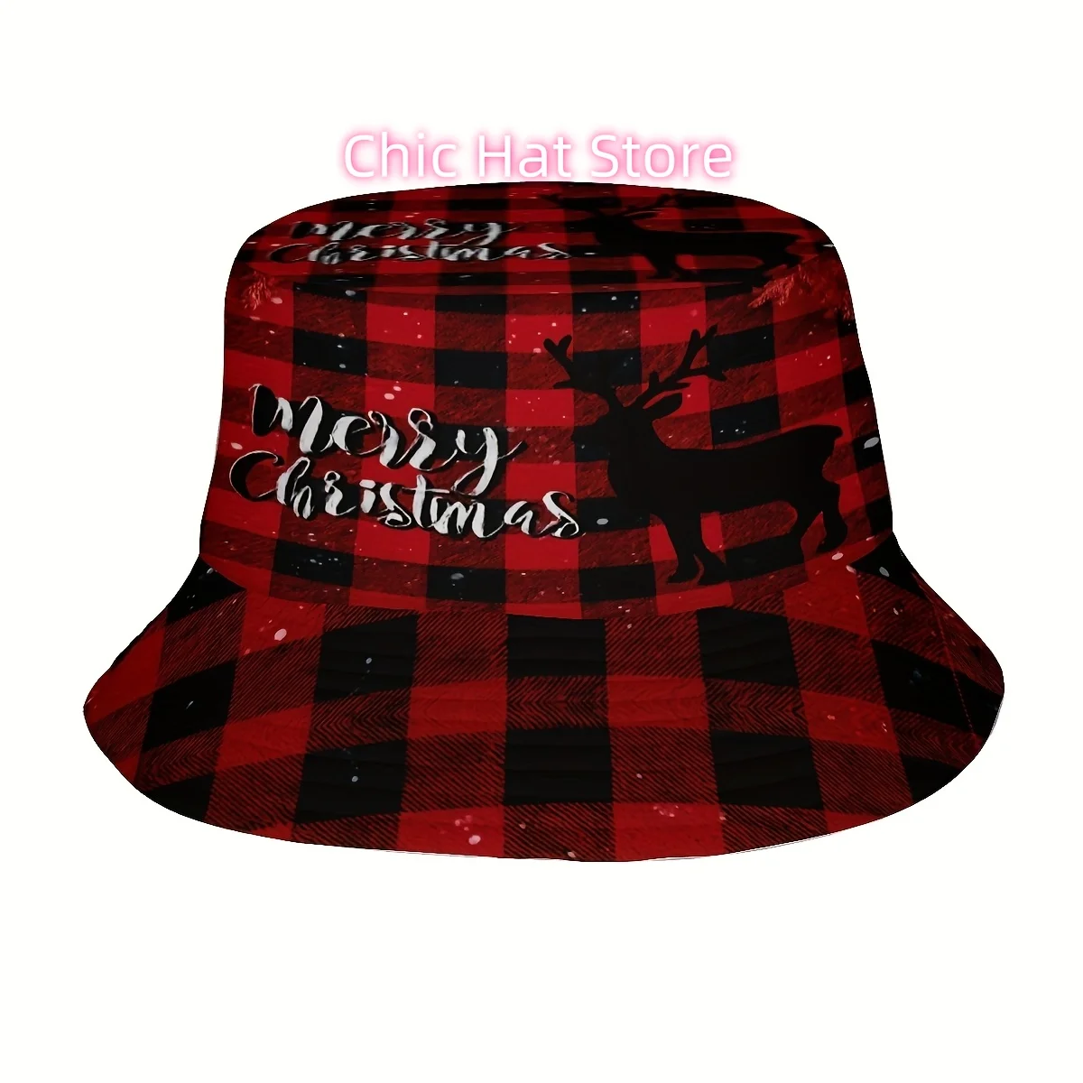 1pc Merry Christmas, Featuring Snowflakes And Deer Designs A Printed Fisherman Hat That Is Perfect for Everyone, a Trendy Sun Ha