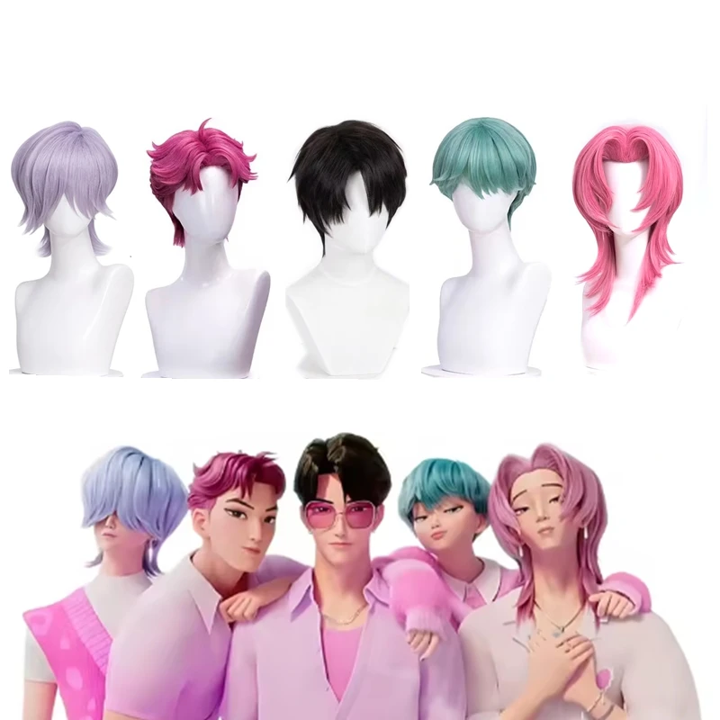 

Saja Boys Jinu Baby Abby Mystery Romance Wig Kpop Demon Hunters Men 30cm Short Hair Jinu Cosplay Free Wig Cap Halloween Costume