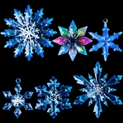 1pc Christmas Resin Molds 3D Ice Crystal Snowflake Epoxy Resin Moulds Silicone For Xmas Tree Ornament Key Chain Decoration Gift