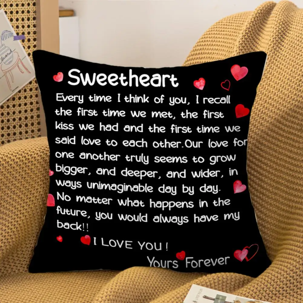 Cushion Case Long Lasting Pillow Sham Polyester Stain Repellent  Chic Tear Resistant Letter Love Cushion Case