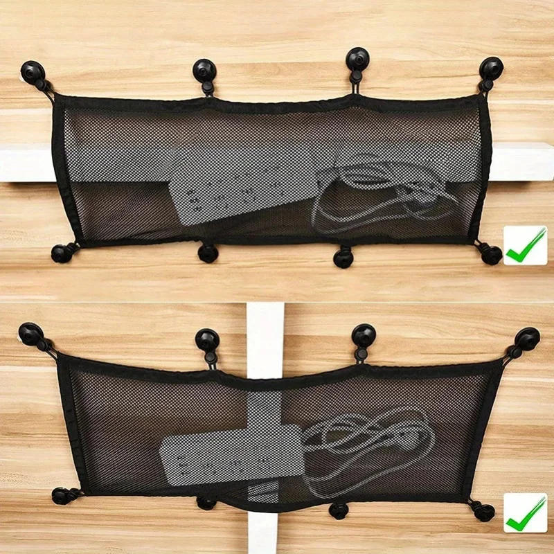 Cable Management Tray with Mesh Design & Ergonomic Handles - Under Desk Organizer for Home Office, Desktop Wire Organizer