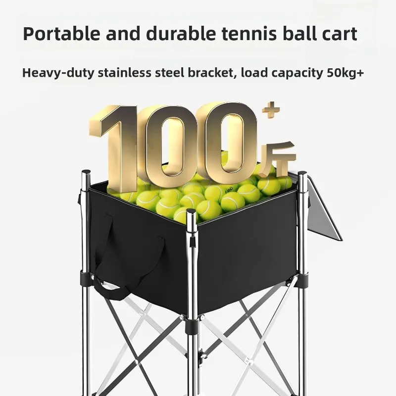 Portable Stainless Steel Ball Pickup Frame Folding Tennis Cart Retractable Large Capacity Portable Tennis Cart Pick Up Cart