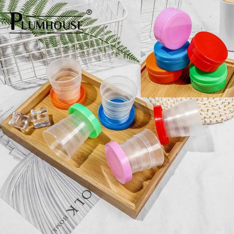 1pc Portable Space Saving Retractable Telescopic Collapsible Cups Water Drinking Cup For Outdoor Travel Plastic Folding Cups