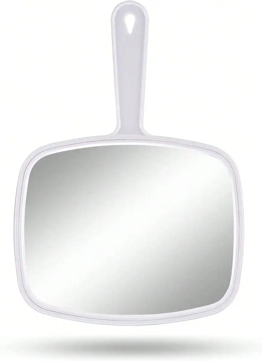 

Handheld Mirror With Handle For Barber Hairdressing Square White 10.3 X 7.4 Inch