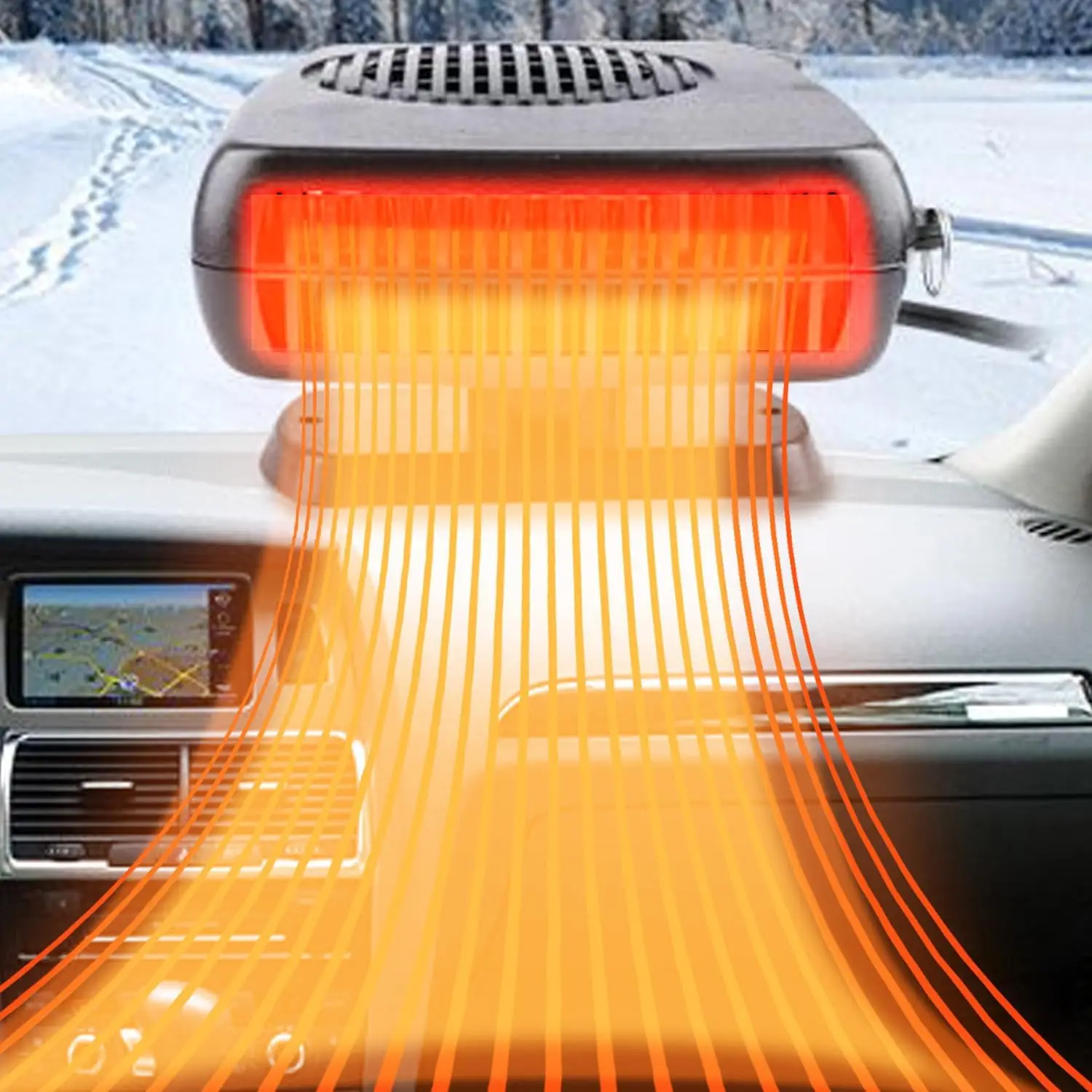 

Портативный автомобильный обогреватель и размораживатель 12 В, быстрый нагрев 200 Вт с 360° ° Воздушный поток для автомобиля