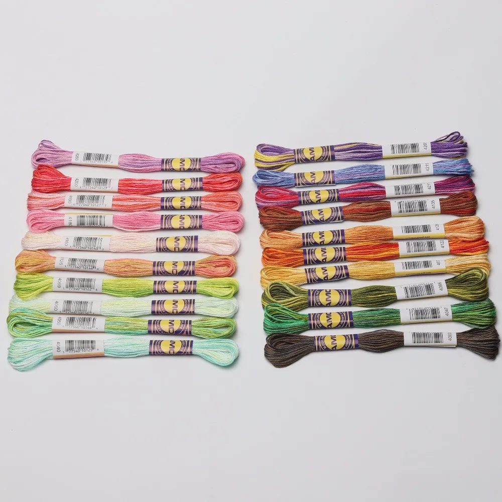 Variegated Cotton Embroidery Floss, Color Variation, Cross Stitch Thread, 30 DMC Colors in 3 Sets, 6 Strands, 8 Meters per skein