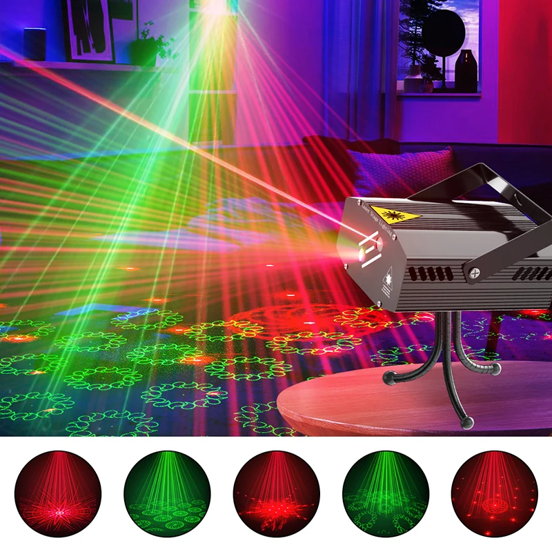 2025NEW Mini Double Hole LED Laser Light DJ Disco Stage Lights  Flash Laser Patterns Party Lights for Bar KTV Christmas Birthday