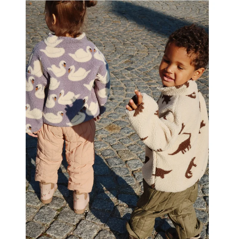 Chaquetas para niños, moda de otoño e invierno, chaqueta de lana de cordero con dibujos animados para niñas, abrigo cálido de algodón para niños,