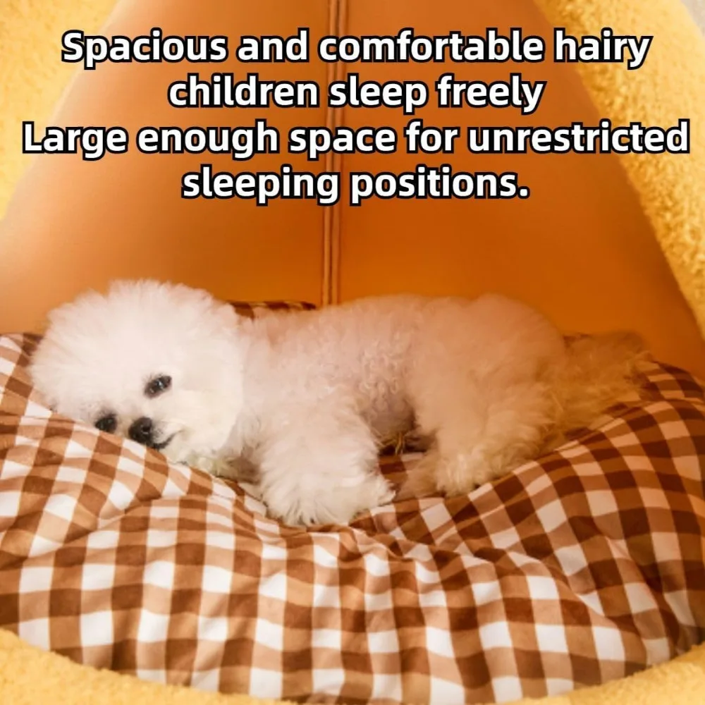 كهف سرير قطط قابل للطي، منزل قطط دافئ لفصل الشتاء، بيت مخبأ للكلاب، ومخبأ سرير الحيوانات الأليفة للكلاب المتوسطة باللون الأحمر #3