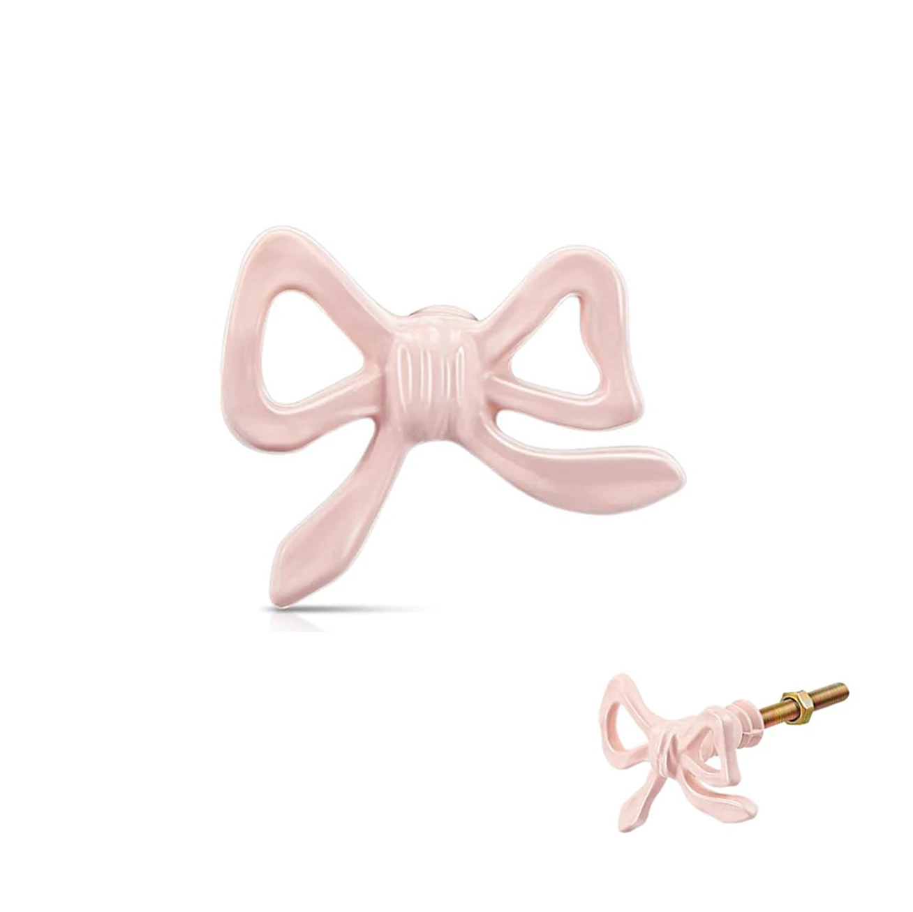 4pcs/6pcs Pink Bow Metal Drawer Handle Cute Decor Cupboard Wardrobe Closet Pulls Furniture Handle DIY Room