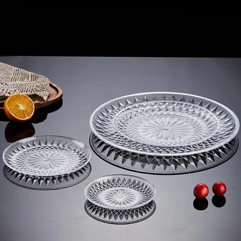 15/20/30cm Acrylic Fruit Plate Elegant Round Fruit Trays Snack Serving Fruit Plate Versatile Food Tray For Home & Kitchen