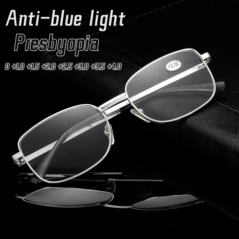 

2PCS Men's Vintage Square Metal Reading Glasses Men Women Anti-blue Light Presbyopic Glasses Diopters Eyewear 0 To +4.0