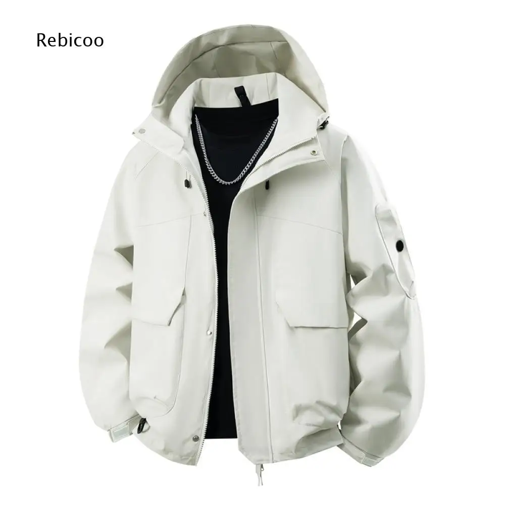 Mens Casual Hooded Jacket Zip Closure Long Sleeve With Multi Pockets For Simple Chic Daily And Outdoor Going out Looks