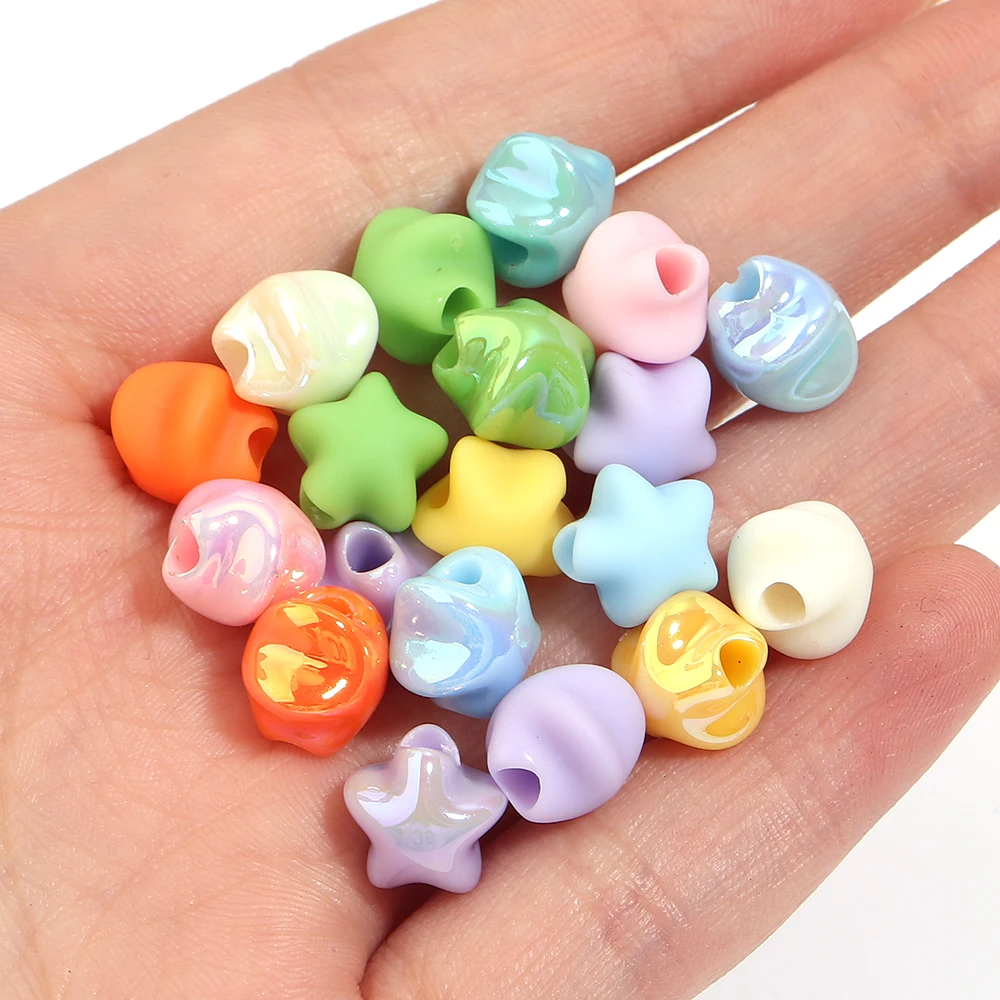 10/50pcs Candy Color Star Acrylic Beads Large Hole Loose Spacer Beads for Jewelry Making DIY Bracelet Necklace Accessories view 2