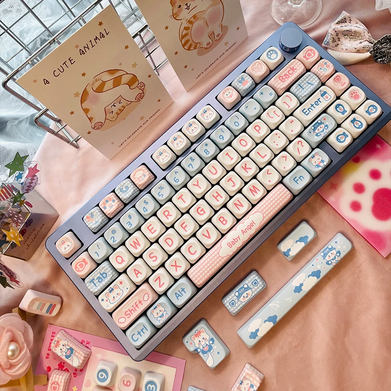 

130-клавишная крышка для клавиш Sugar Bunny MOA Profile PBT, сублимированные персонализированные колпачки для клавиш Cherry MX Switch, игровая механическая клавиатура