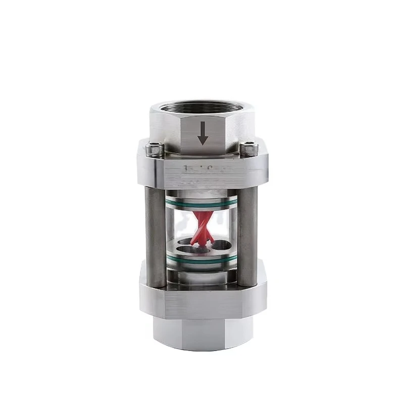 

Threaded End Stainless Steel Visible Glass Center Impeller Weighed Water Flow Indicator