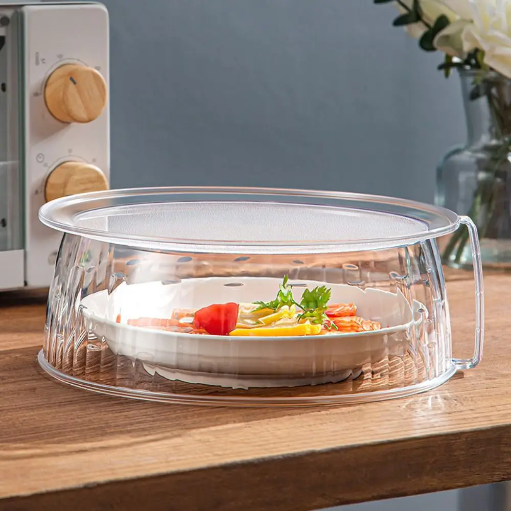 

Transparent Microwave Food Cover Heat-Resistant Stackable Microwave Splatter Guard PC with Handle Food Plates