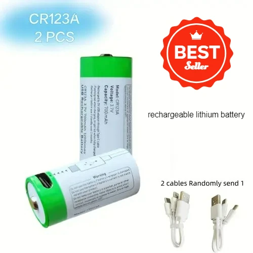 2-10PCS CR123A Batteries Rechargeable 3.7V 16340 CR17345 Li-ion Battery for Laser Pen and LED Flashlight + USB Charging Cable