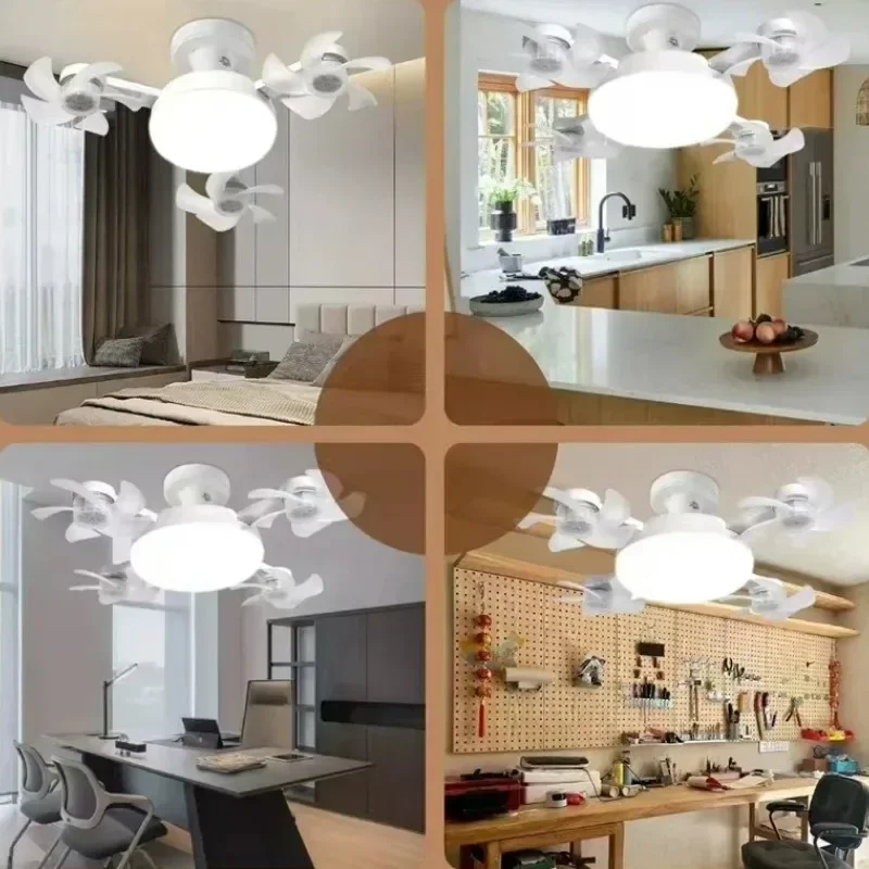 E27 LED Fans Lamp 85-265V DC Ceiling Fans with Light Remote Control Simple Quiet 50-60W Ceiling Fan with LED Lights Home Decor