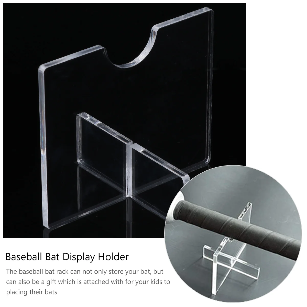 2 Pcs Baseball Stand Bat Display Holder Support Desktop Coat Hanger Acrylic Transparent Clothes Hanging Rack