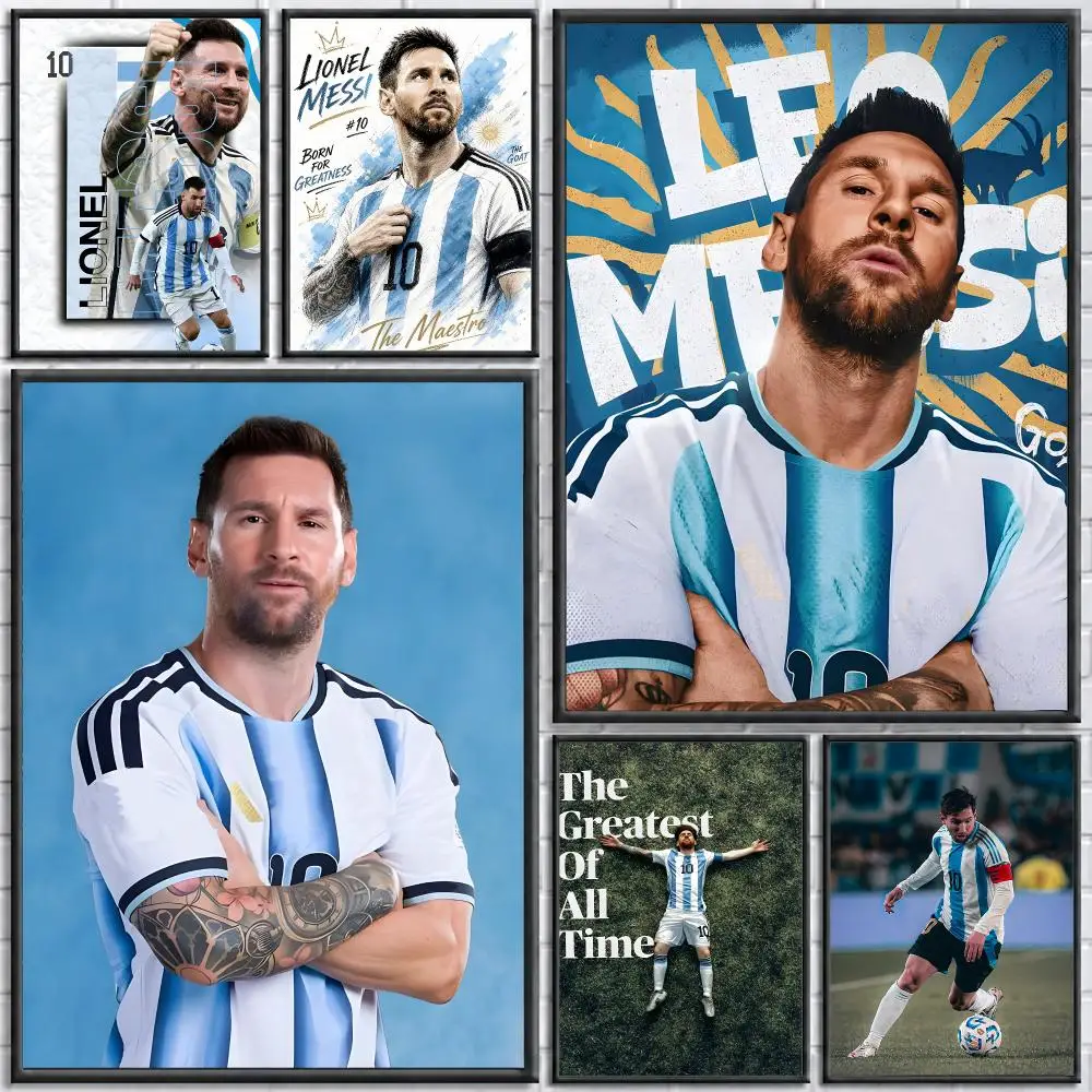 Athlete MESSI Poster Self-adhesive Art Waterproof Paper Sticker Coffee House Bar Room Wall Decor