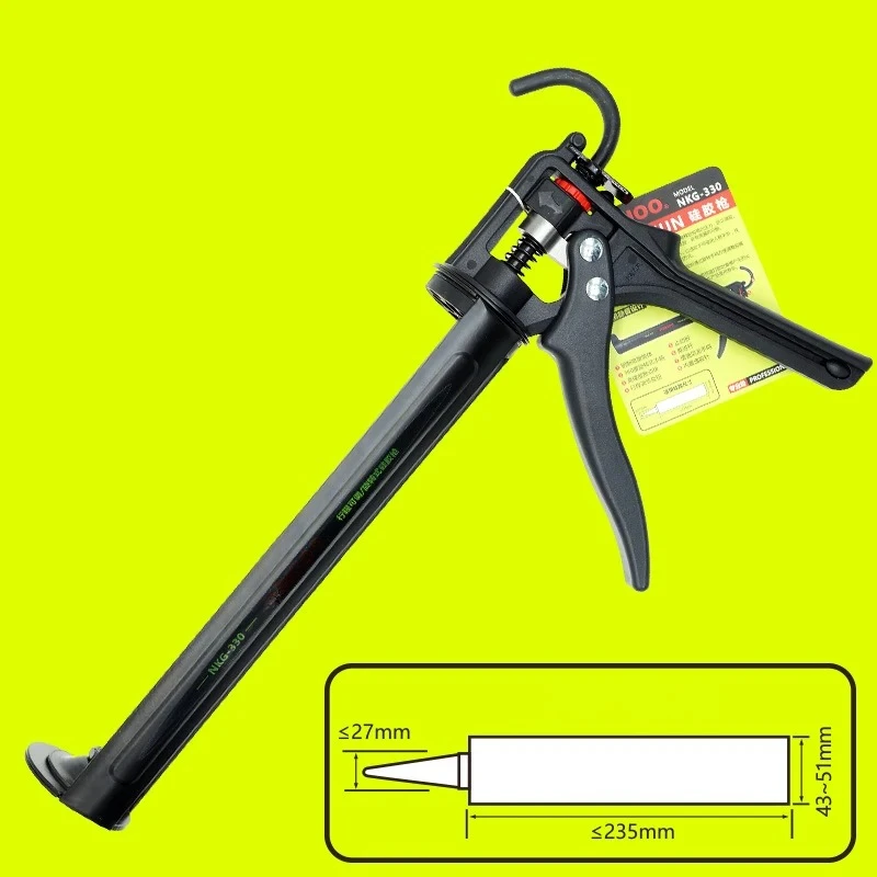 Manual epoxy resin gun with no-drip adhesive filler, rotatable barrel, and adjustable stroke for gap filling