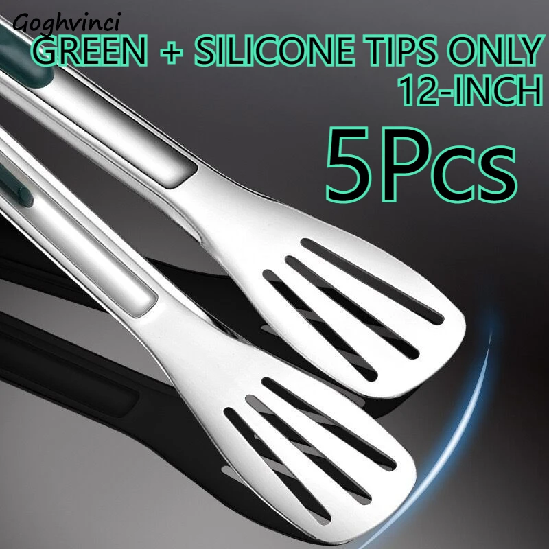 

Meal Clip Stainless Steel Material Three-line Anti-slip Clip Head High Temperature Resistant Multi-functional 5Pcs BBQ Steak