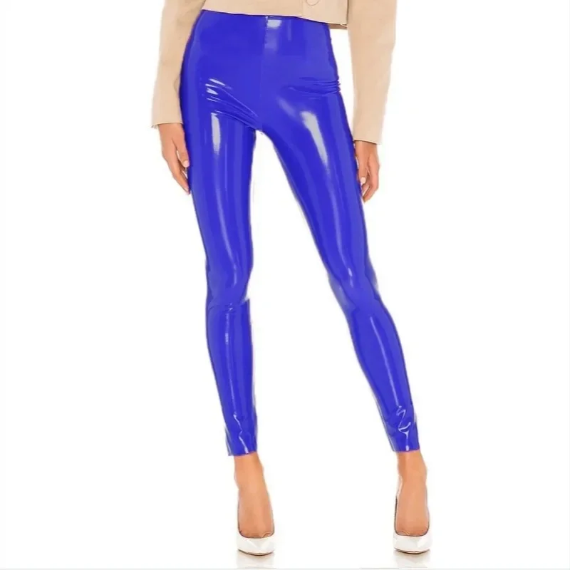 Womens Multicolor Sexy Shiny Faux Leather Leggings Clubwear High Waist Elastic Trousers Tight Fitting Women Push Up Leggins