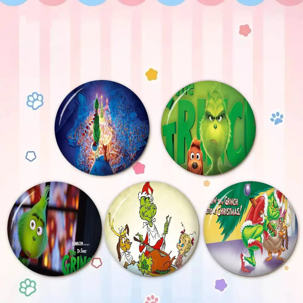 T-The-Grinch Grumpy-Festive Tinplate Soft Button Pin Brooch Metal Badge Custom Jewelry Accessories Hat Bag Lapel