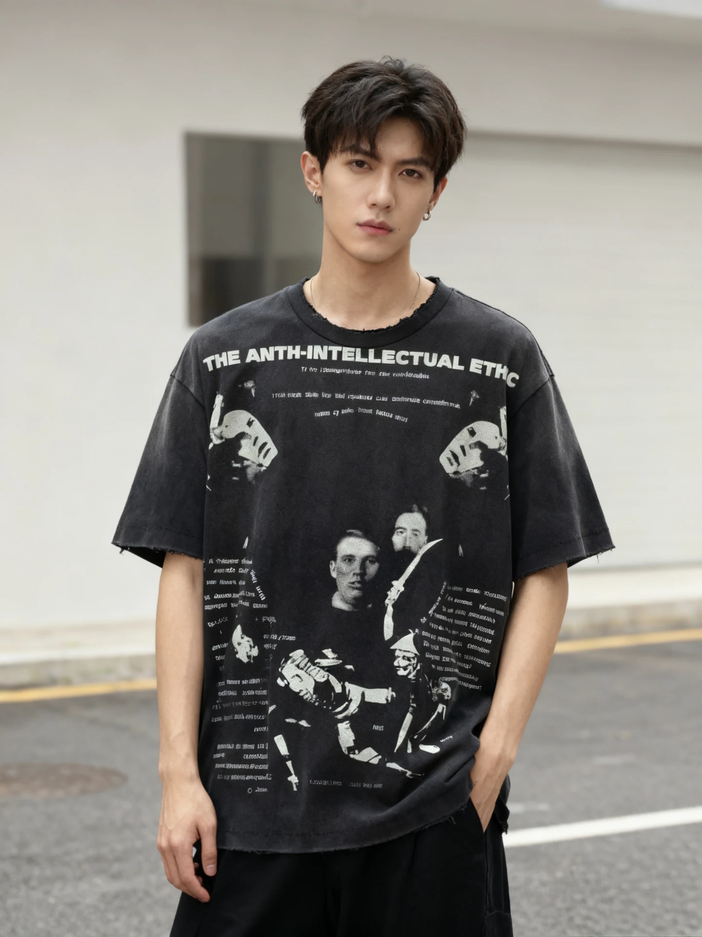 

Винтажная свободная футболка унисекс с коротким рукавом в стиле ERD Depred Rich Second Generation Intellectuals Street Bri Tee Brand